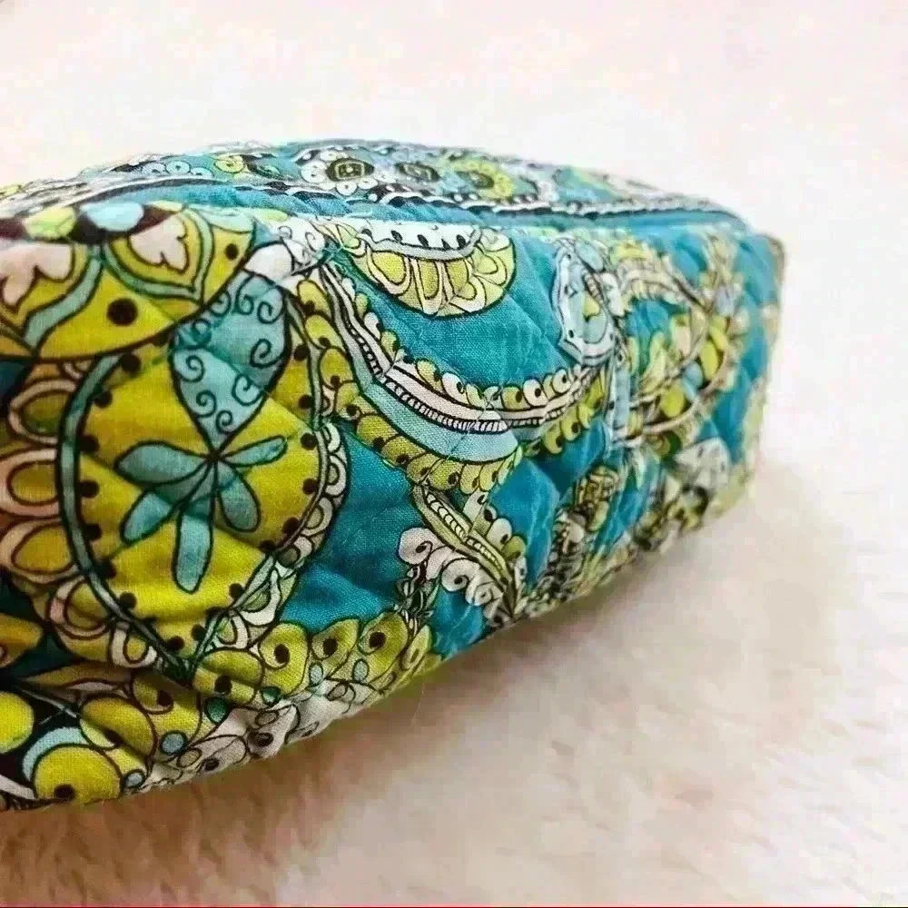 Vera Bradley Turquoise Yellow Paisley‎ Floral Print Quilt Shoulder Purse